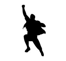 Running men and women, vector set of isolated silhouettes