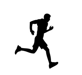 Running men and women, vector set of isolated silhouettes