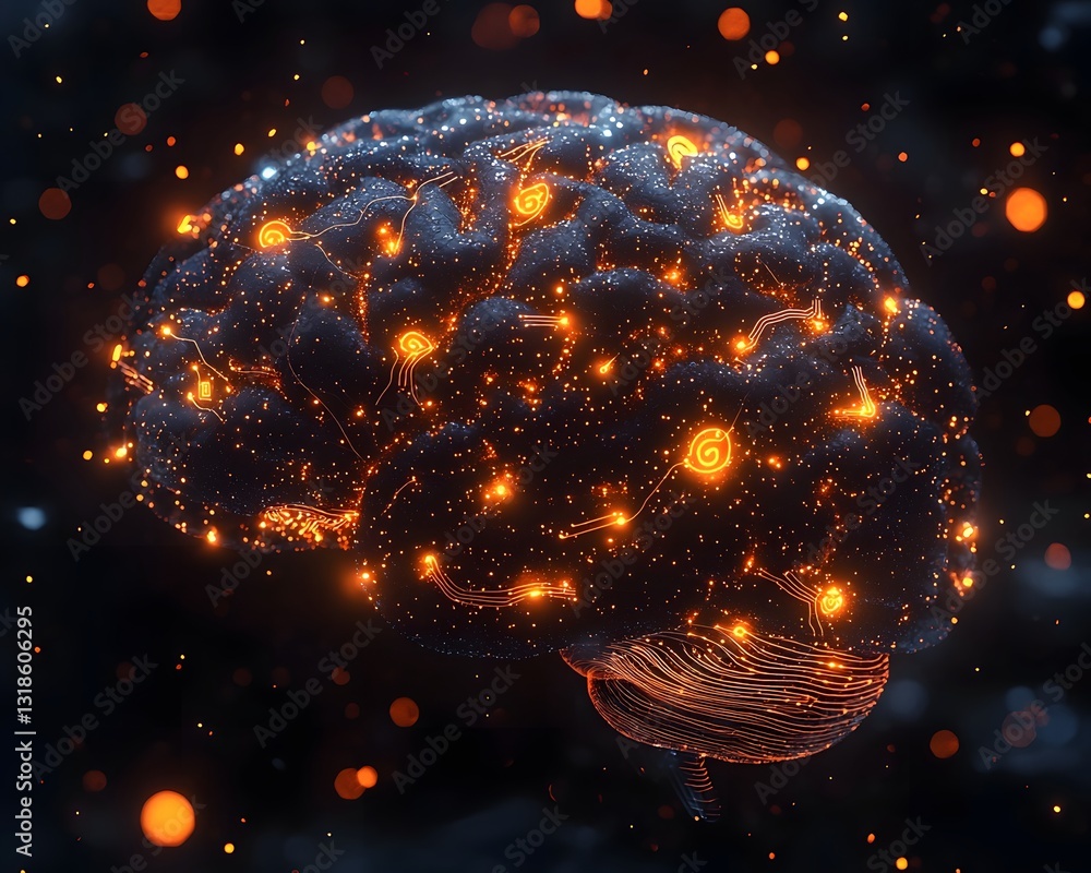 Poster glowing neural circuits symbolizing tech and thought interface