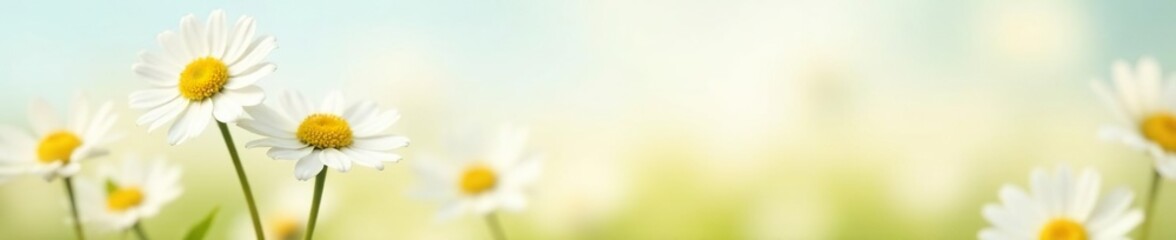 Naklejka premium Single daisy blooms in an endless white field with no other flowers, solitary, gentle, peaceful