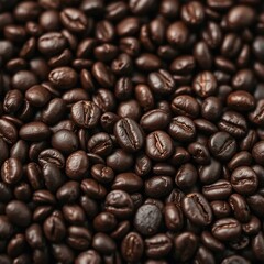 Dark brown coffee beans roasted to perfection, texture, beans