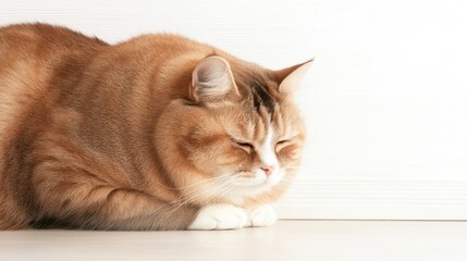 Peaceful Tabby Cat Resting on White Surface