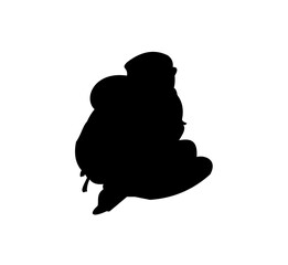 Set of vector silhouettes of mountaineers 