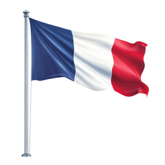 France Flag Waving Proudly on transparent Background.