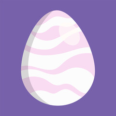 Cute Easter white egg vector. Decorated egg with pink pastel color waves patterns.
