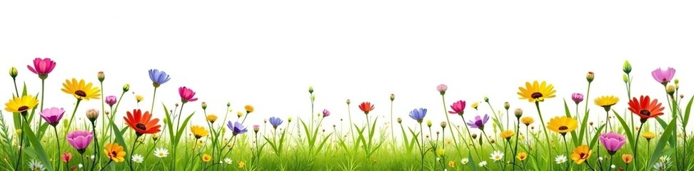 Fototapeta premium isolated wildflowers against a bright background, flowers, grasses