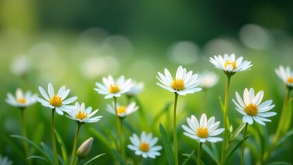 Obraz premium A Field of Delicate White Daisies Basking in the Gentle Sunlight of a Serene Meadow