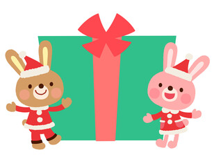 かわいいウサギのサンタクロース　クリスマス　メッセージカード