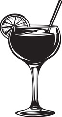 Cocktail Glass Silhouette Vector, Cocktail Recipes SVG Design