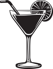 Cocktail Glass Silhouette Vector, Cocktail Recipes SVG Design