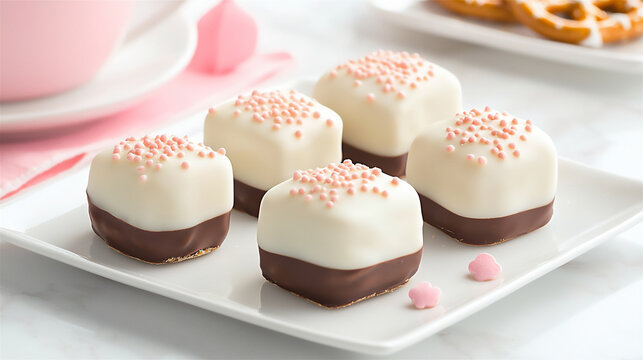  romantic white chocolate-dipped pretzels