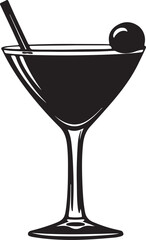 Cocktail Glass Silhouette Vector, Cocktail Recipes SVG Design