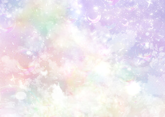 神秘的、メルヘン、幻想的なきらきら光るシンプルグラデーション背景壁紙イラストテクスチャ【紫、ピンク、虹色】