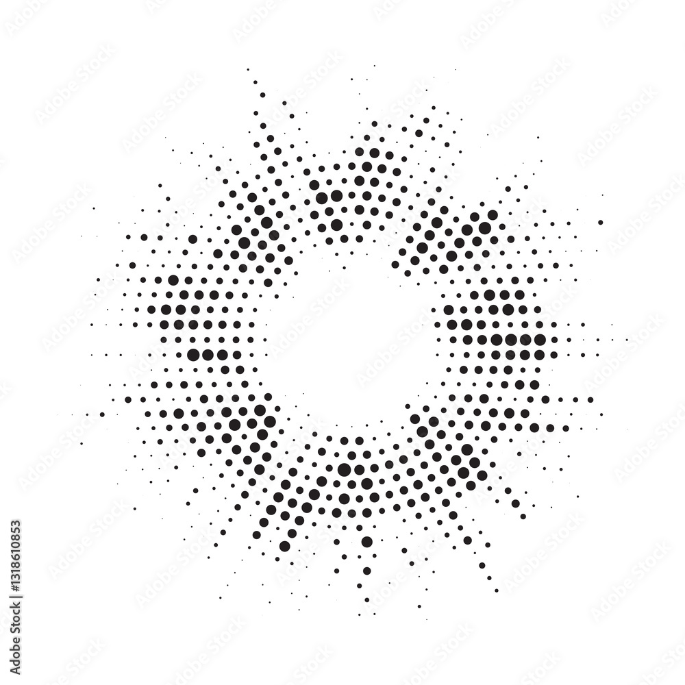 Leinwandbilder halftone circle frame background set. round border icon using halftone random circle. grunge circula