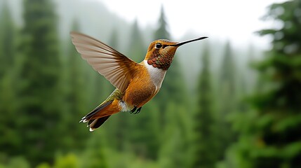 Hummingbird Hovering for Mountain Forest.