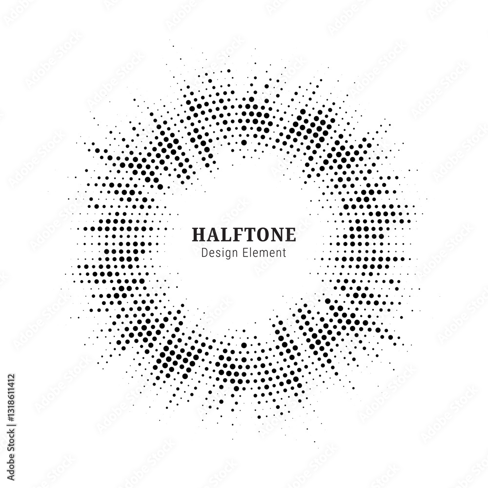 Leinwandbilder Halftone circle frame background set. Round border Icon using halftone random circle. Grunge circular stain. Vector illustration.
