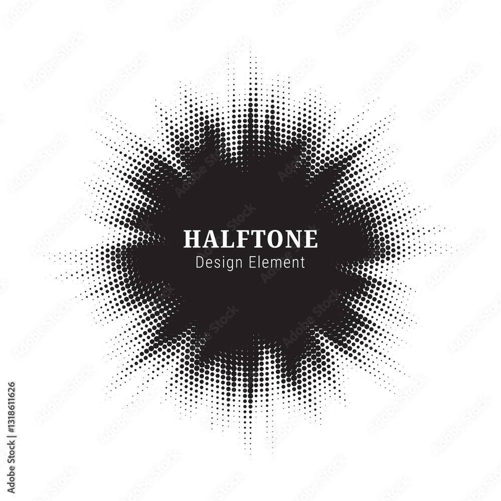 Poster burst halftone light effect. glowing light burst. abstract grunge halftone dots background. vector i