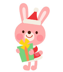 かわいいウサギのサンタクロース　クリスマス