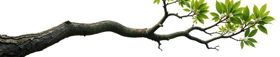 Fototapeta premium Twisted tree branch isolated on white background, foliage, white background, isolation