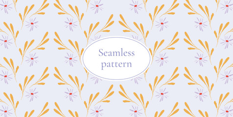 Fototapeta premium Floral seamless patterns. Vector floral design for paper, cover, fabric, interior decor and other uses. Hand-drawn botanical background with modern floral elements. Stylish elegant vector illustration