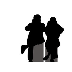Multiple silhouettes of a couple
