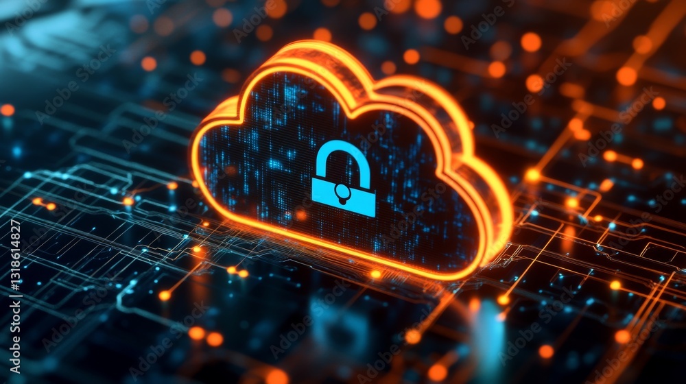 Aufkleber a cloud storage icon with a secure padlock overlay, representing safe online data storage.