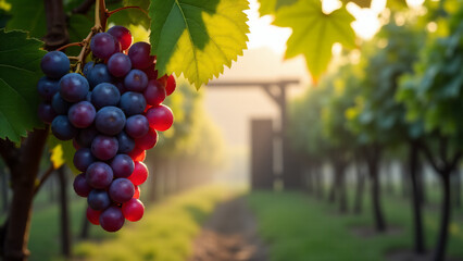 Grapes in a Sunlit Vineyard