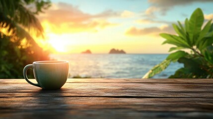 Obraz premium A serene workspace facing a sunset, where nature fosters a harmonious worklife balance