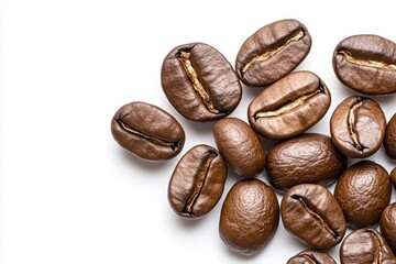 Obraz premium A set of coffee beans isolated on a white background, realistic photography, stock photo
