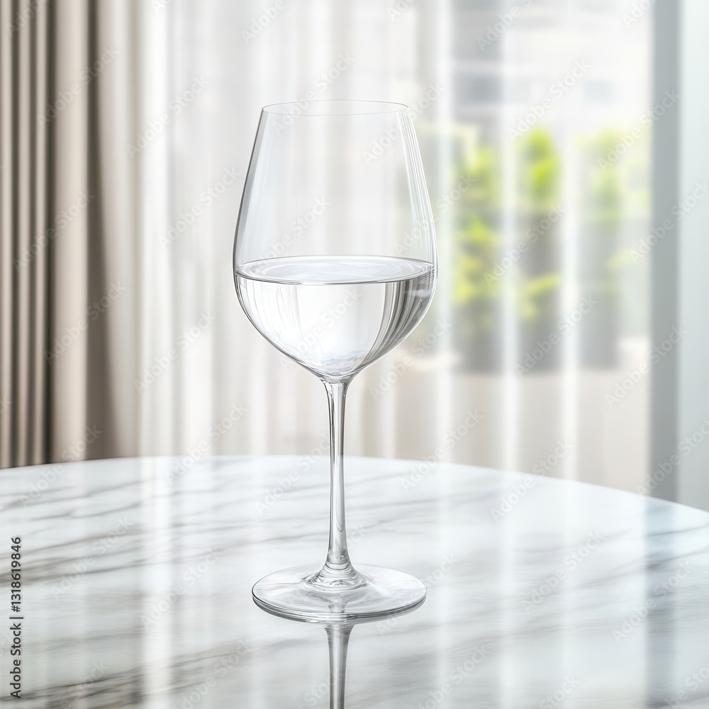 Poster elegant glass of water placed on a marble table creating a calming atmosphere with soft lighting