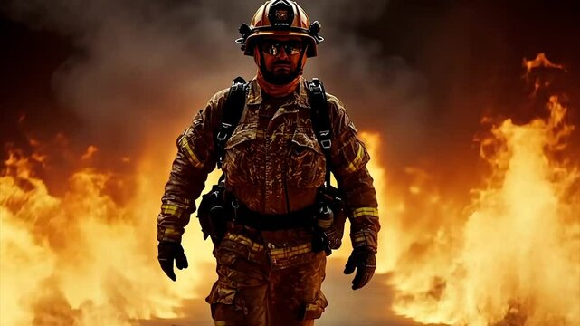 Courageous Firefighter Conquering Inferno: A Symbol of Bravery and Resilience