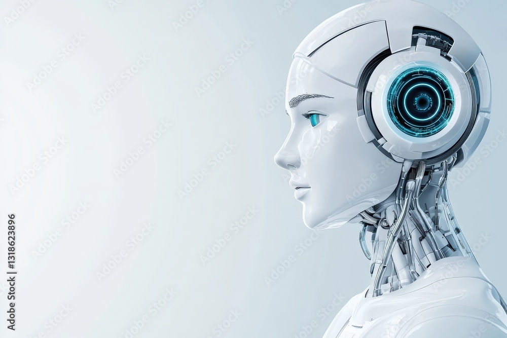 Poster futuristic ai-powered robotic healthcare surgical assistant with sleek design and advanced features