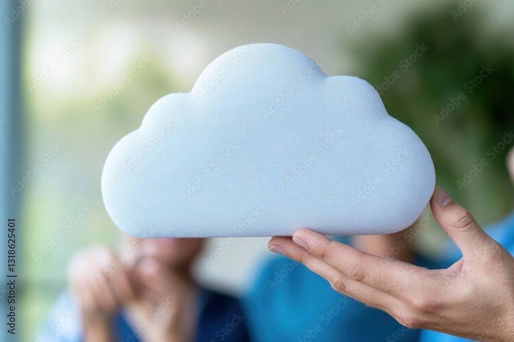 Aufkleber A team collaborating on cloud computing infrastructure highlighting the flexibility of cloud solutions for data management