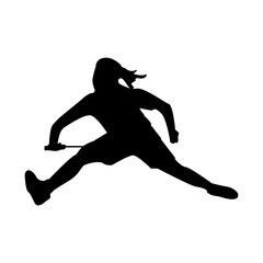 set of black various poses badminton players