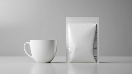 Generic Mockup Plain Perspective Cup Packet Beside