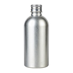 Silver bottle mockup isolated on transparent background  
