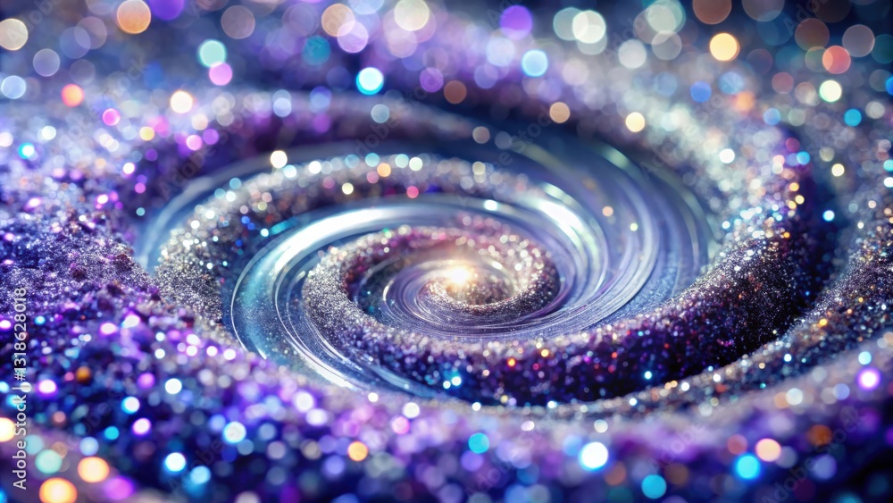 Aufkleber a mesmerizing swirl of glittering particles, forming a cosmic vortex with a radiant center, bathed i