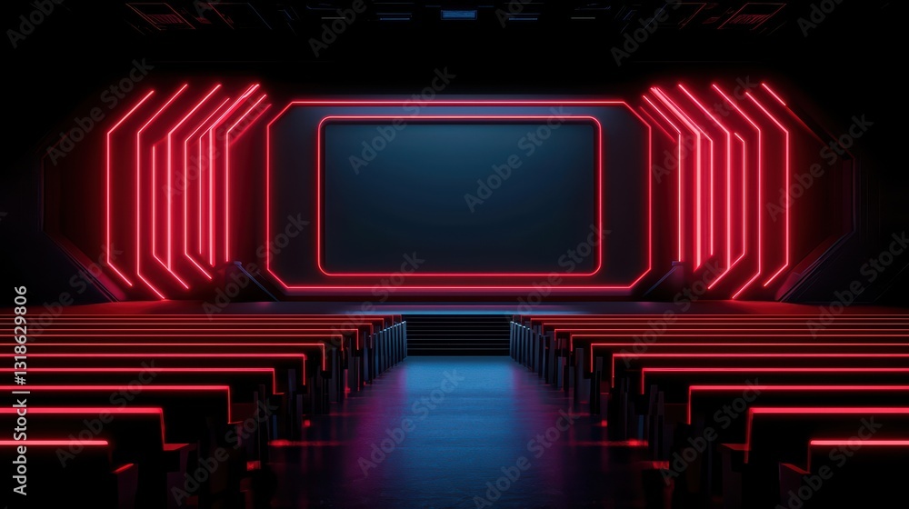 Poster futuristic ai powered virtual classroom design with neon lights and high-tech features