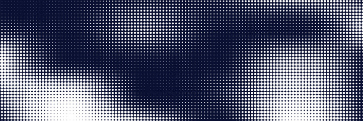 Monochrome raster printing, abstract vector halftone background. Black and white dot texture.