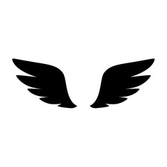 Wing icon. Black wing icon. Bird wing, angel wing element. Vector illustration