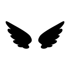 Wing icon. Black wing icon. Bird wing, angel wing element. Vector illustration