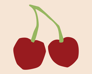 red cherry fruit simplicity vector