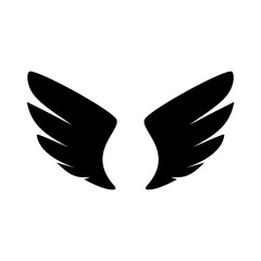 Wing icon. Black wing icon. Bird wing, angel wing element. Vector illustration