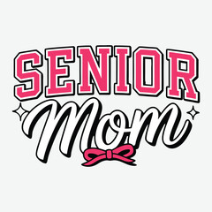Senior Mom T-Shirt Design Coquette Senior Mom Bow Class of 2025