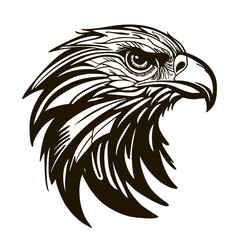 Eagle, hawk, falcon, heraldic symbol, bird, predator, wild animal. Eagle head with big beak, side view. Symbols for tattoo, emblem or logo, isolated on a white background.