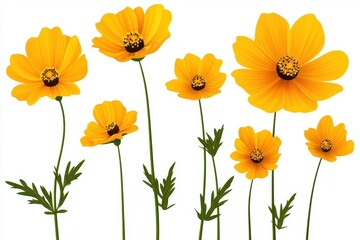 Fototapeta premium Set of yellow flowers clip art