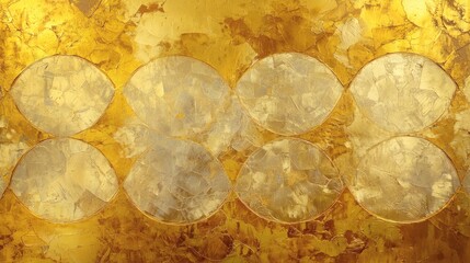 Elegant Gold and White Abstract Artwork with Circular Patterns