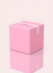 Obraz premium Cute Pink Gift Box for Merchandise and Packaging