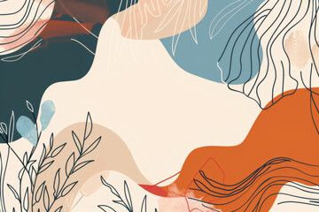 Abstract Natural boho Line Art with Organic Shapes Minimalist Modern Design for Social Media, Wallpapers, and Prints