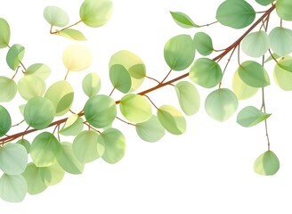 Elegant Green Leaves on a White Background